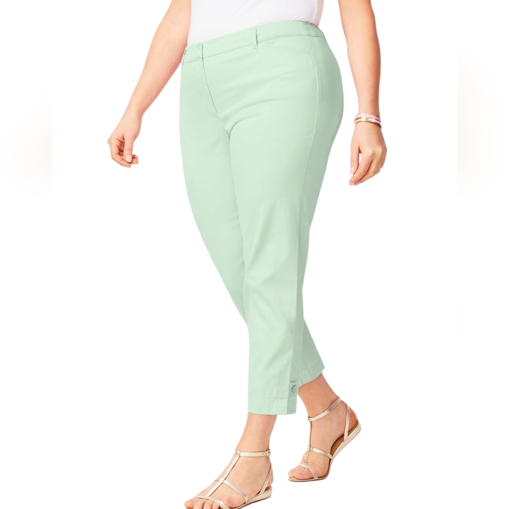 Talbots Perfect Crop Pants Chino Mint Green Ankle Button Pastel Twill Preppy 14